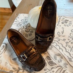 Life Stride Brown Crocodile Pattern Loafers